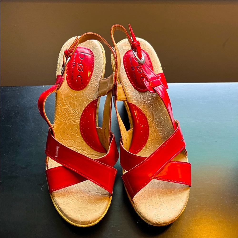 Born Red Patent Leather Wedges